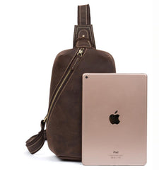Leather Mens Cool Sling Bag Crossbody Bag Chest Bag for men