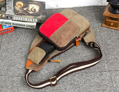 Vintage Brown Leather Mens Cool Chest Bag Sling Bag Tan Crossbody Pack for men