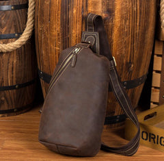 Leather Mens Cool Sling Bag Crossbody Bag Chest Bag for men