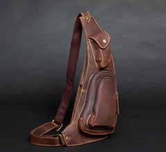 Leather Mens Cool Sling Bag Crossbody Bag Chest Bag for men