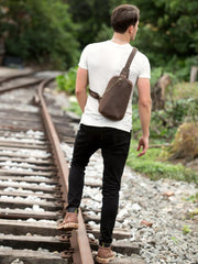 Leather Mens Cool Sling Bag Crossbody Bag Chest Bag for men