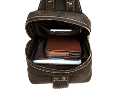 Leather Mens Cool Sling Bag Crossbody Bag Chest Bag for men