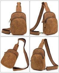 Leather Mens Cool Sling Bag Crossbody Bag Chest Bag for men