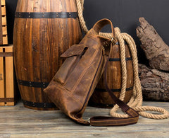 Leather Mens Cool Sling Bag Crossbody Bag Chest Bag for men
