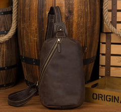 Leather Mens Cool Sling Bag Crossbody Bag Chest Bag for men