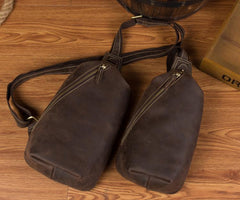 Leather Mens Cool Sling Bag Crossbody Bag Chest Bag for men