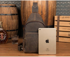 Leather Mens Cool Sling Bag Crossbody Bag Chest Bag for men