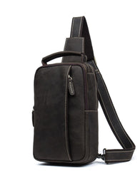 Cool Brown Leather Mens Cool Sling Bag Brown Crossbody Pack Leather Chest Bag for men