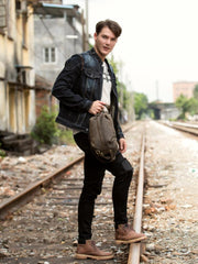 Leather Mens Cool Sling Bag Crossbody Bag Chest Bag for men