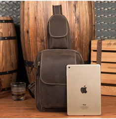 Leather Mens Cool Sling Bag Crossbody Bag Chest Bag for men