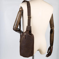 Leather Mens Cool Sling Bag Crossbody Bag Chest Bag for men