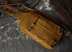 Leather Mens Cool Sling Bag Shoulder Sling Bag Chest Bag for men