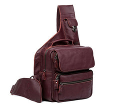Leather Mens Cool Sling Bag Crossbody Bag Chest Bag for men