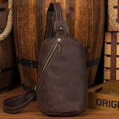 Leather Mens Cool Sling Bag Crossbody Bag Chest Bag for men