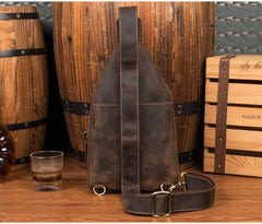 Leather Mens Cool Sling Bag Crossbody Bag Chest Bag for men