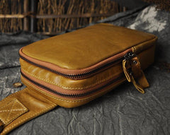 Leather Mens Cool Sling Bag Shoulder Sling Bag Chest Bag for men