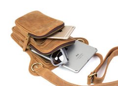 Leather Mens Cool Sling Bag Crossbody Bag Chest Bag for men
