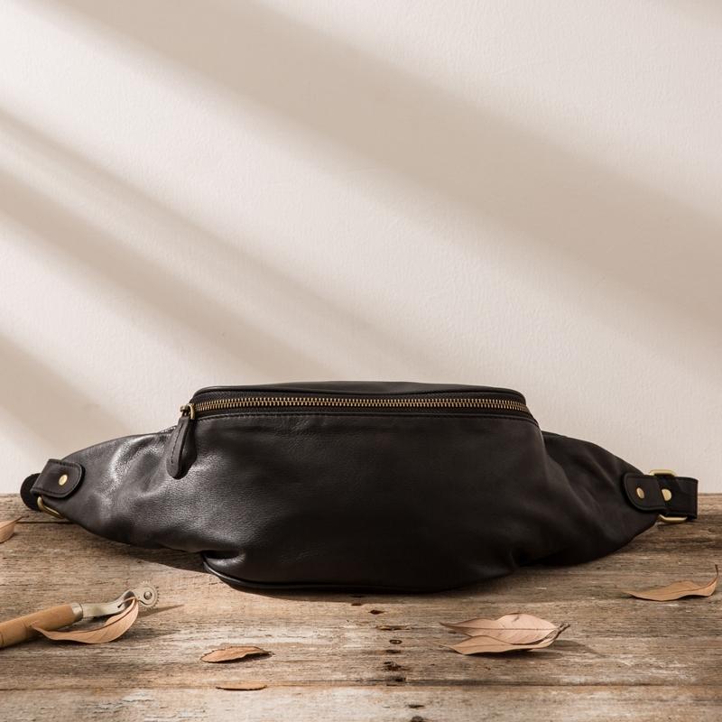 Black Leather Hip Bag