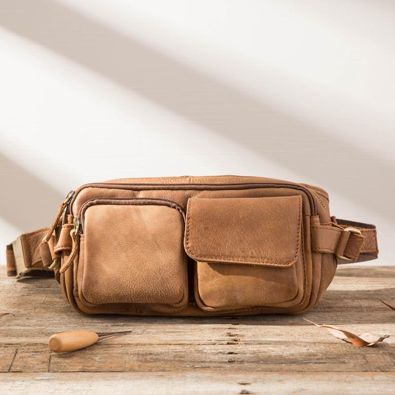 Leather Mens FANNY PACK MENS WAIST BAG HIP PACK BELT BAG FOR MEN