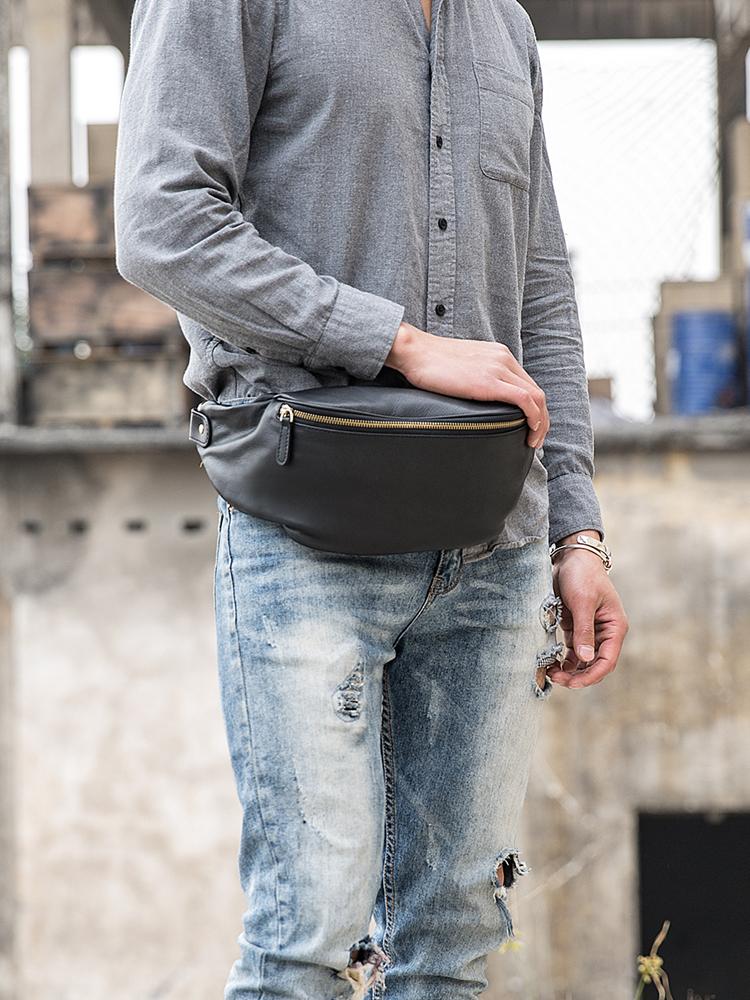 Leather waist bag for discount men