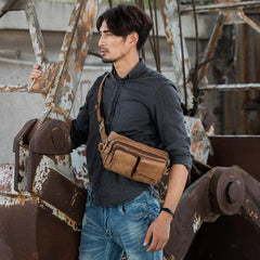 Leather Mens FANNY PACK MENS WAIST BAG HIP PACK BELT BAG FOR MEN