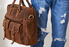 Leather Mens Handbag Briefcase Shoulder Bag Messenger Bag Travel Bag Business Bag for men