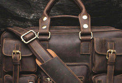 Vintage Leather Mens Large Briefcase Travel Bag Large Business Bag for men