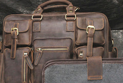 Vintage Leather Mens Large Briefcase Travel Bag Large Business Bag for men