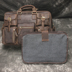 Vintage Leather Mens Large Briefcase Travel Bag Large Business Bag for men