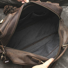 Vintage Leather Mens Large Briefcase Travel Bag Large Business Bag for men