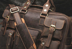 Vintage Leather Mens Large Briefcase Travel Bag Large Business Bag for men