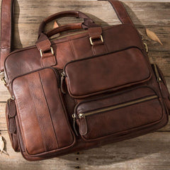 Leather Mens Large Briefcase Work Bag Travel Bag Business Bag for Men
