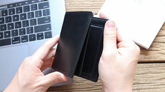 Leather Mens Slim Bifold Small Wallet Front Pocket Wallet billfold Small Wallet for Men