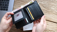 Leather Mens Slim Bifold Small Wallet Front Pocket Wallet billfold Small Wallet for Men