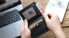 Leather Mens Slim Bifold Small Wallet Front Pocket Wallet billfold Small Wallet for Men