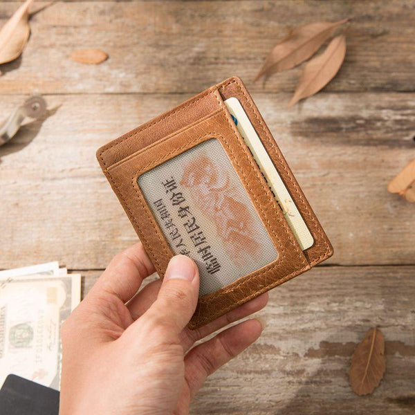 Leather Mens Slim Card Holder Front Pocket Wallets Card Wallet for Men