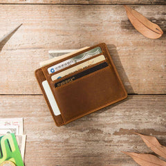 Leather Mens Slim Cards Holder Front Pocket Wallets Card Wallet for Men