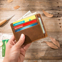 Leather Mens Slim Cards Holder Front Pocket Wallets Card Wallet for Men