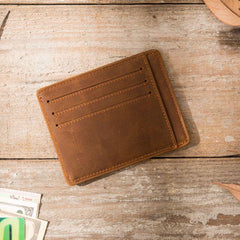 Leather Mens Slim Cards Holder Front Pocket Wallets Card Wallet for Men