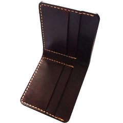 Leather Mens billfold Coffee Front Pocket Bifold Small Wallets Card Wallet for Men