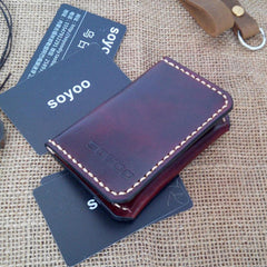 Leather Mens Slim Front Pocket Bifold Small Wallets Card Wallet for Men