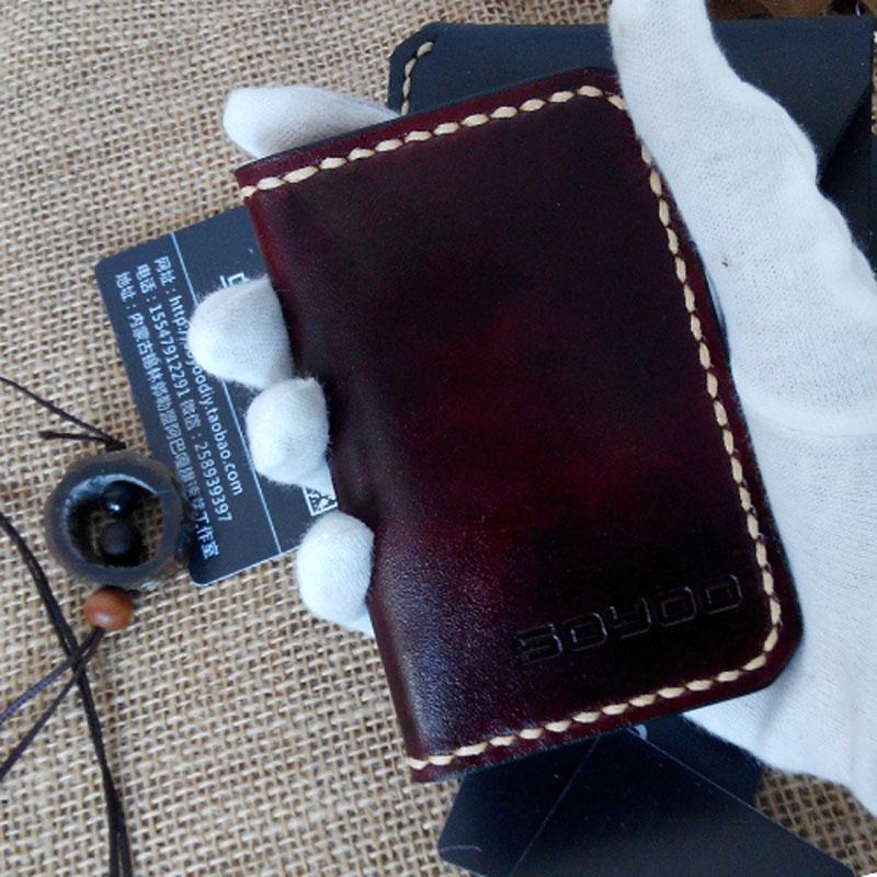 Leather Mens Slim Front Pocket Bifold Small Wallets Card Wallet for Men