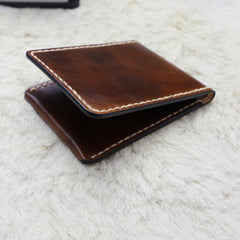 Leather Mens Slim Front Pocket Bifold Small Wallets License Wallet for Men
