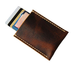 Leather Mens Slim Front Pocket Wallets Coffee Leather Cards Wallet for Men