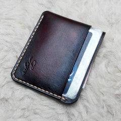 Leather Mens Slim Front Pocket Wallets Dark Brown Leather Cards Wallet for Men