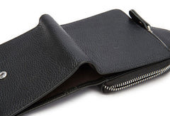 Leather Mens Wallet billfold Zipper Bifold Wallet Vintage Wallet for Men