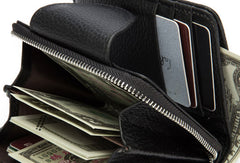 Leather Mens Wallet billfold Zipper Bifold Wallet Vintage Wallet for Men