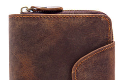 Leather Mens Wallet billfold Zipper Bifold Wallet Vintage Wallet for Men