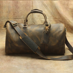 Leather Mens Weekender Bag Vintage Coffee Travel Bag for men