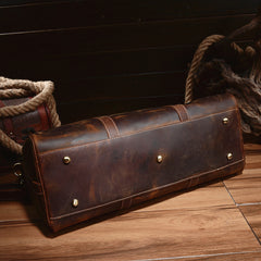 Leather Mens Weekender Bag Vintage Coffee Travel Bag for men